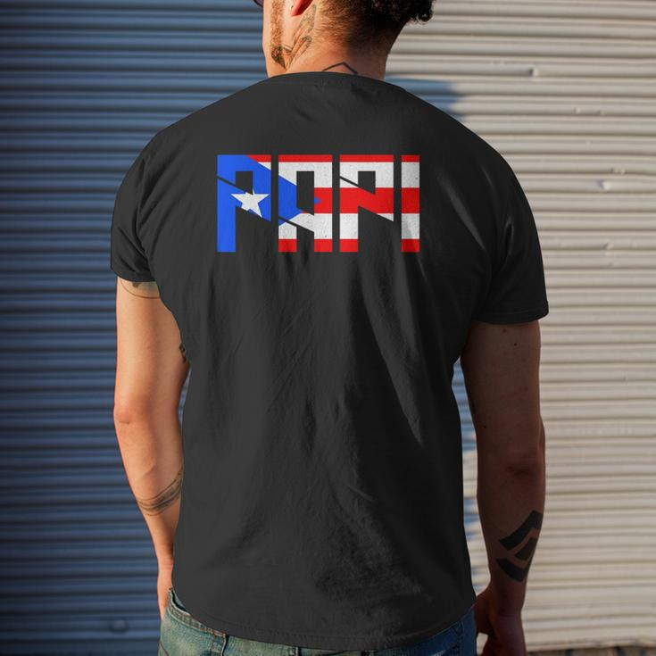 Papi Puerto Rico Flag Patriotic Pride Puerto Rican Mens Back Print T-shirt Gifts for Him