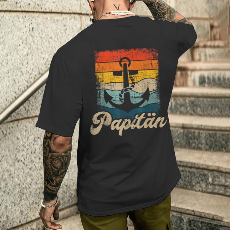 Papitän Retro Für Papa Zumatertag Geburtstag Weihnachten T-Shirt mit Rückendruck Geschenke für Ihn