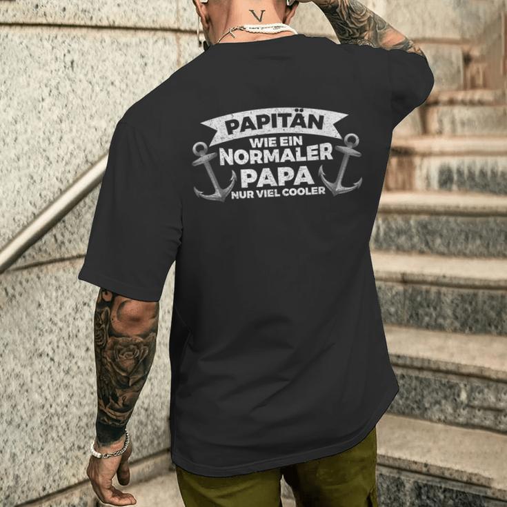 Papitän Wie Ein Normaler Papa Nuriel Cooler T-Shirt mit Rückendruck Geschenke für Ihn