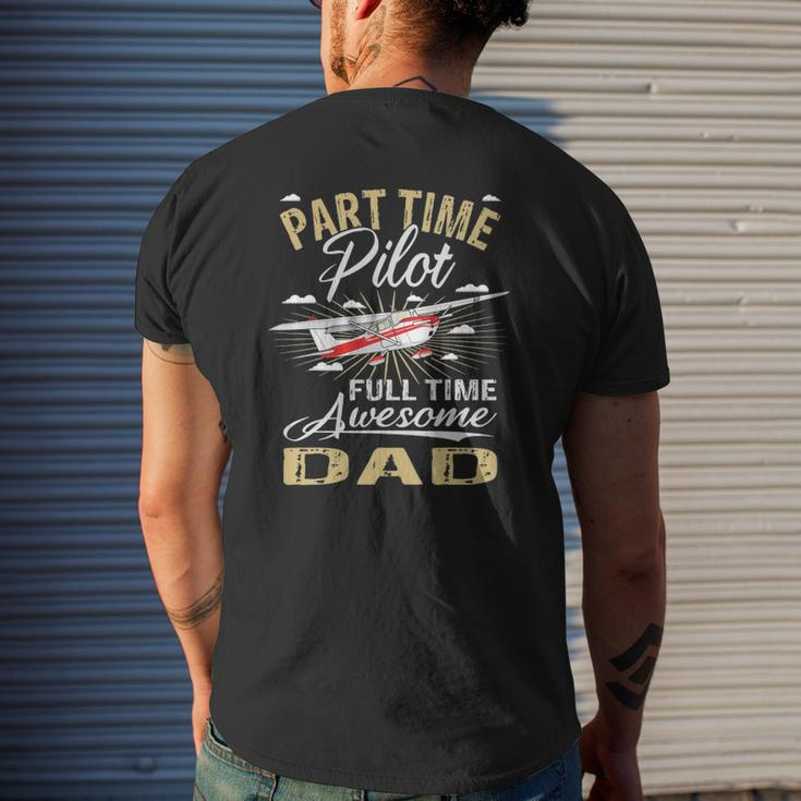 Part Time Pilot Dad Airplane Captain Aviator Mens Back Print T-shirt Gifts for Him