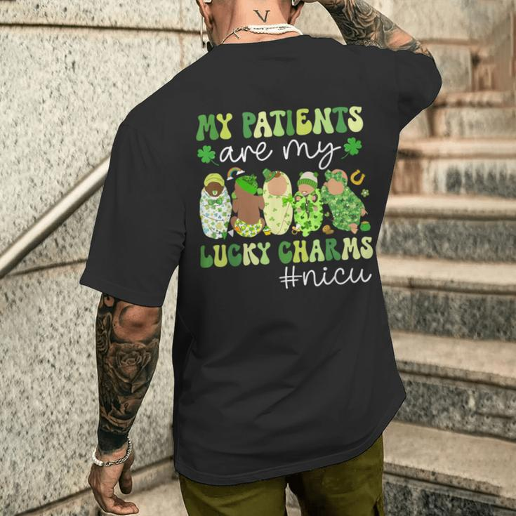 My Patients Are My Lucky Charms Nicu St Patrick's Day Men's T-shirt Back Print Gifts for Him