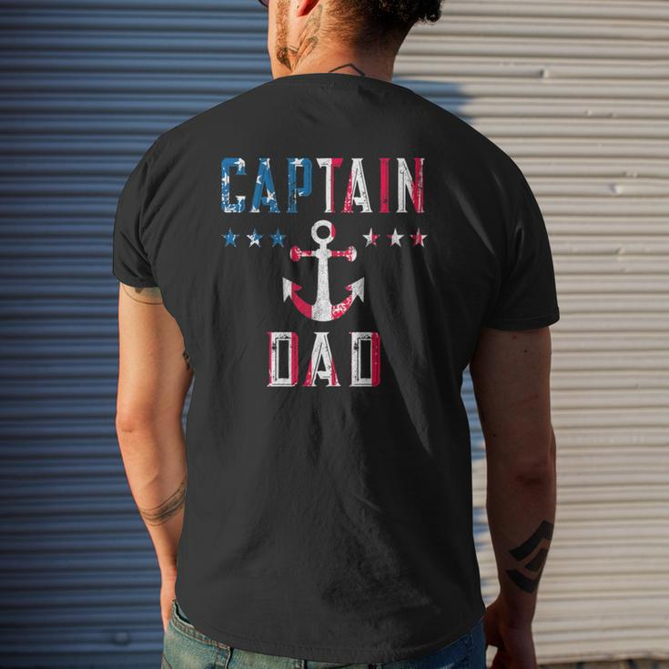 Patriotic Captain Dad American Flag Boat Owner 4Th Of July Mens Back Print T-shirt Gifts for Him