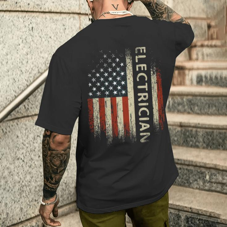 Patriotic Electrician American Usa Flag Men's T-shirt Back Print Gifts for Him
