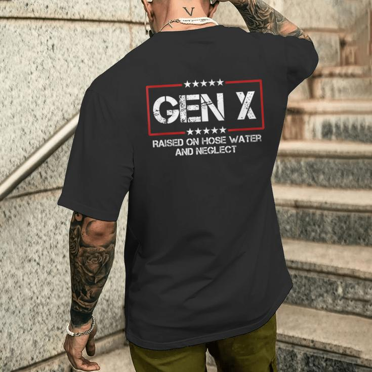 Patriotic Gen X Raised On Hose Water & Neglect Vintage Men's T-shirt Back Print Gifts for Him