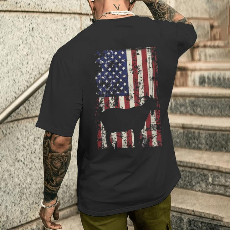 Patriotic Goat 4Th Of July American Flag Men's T-shirt Back Print Gifts for Him