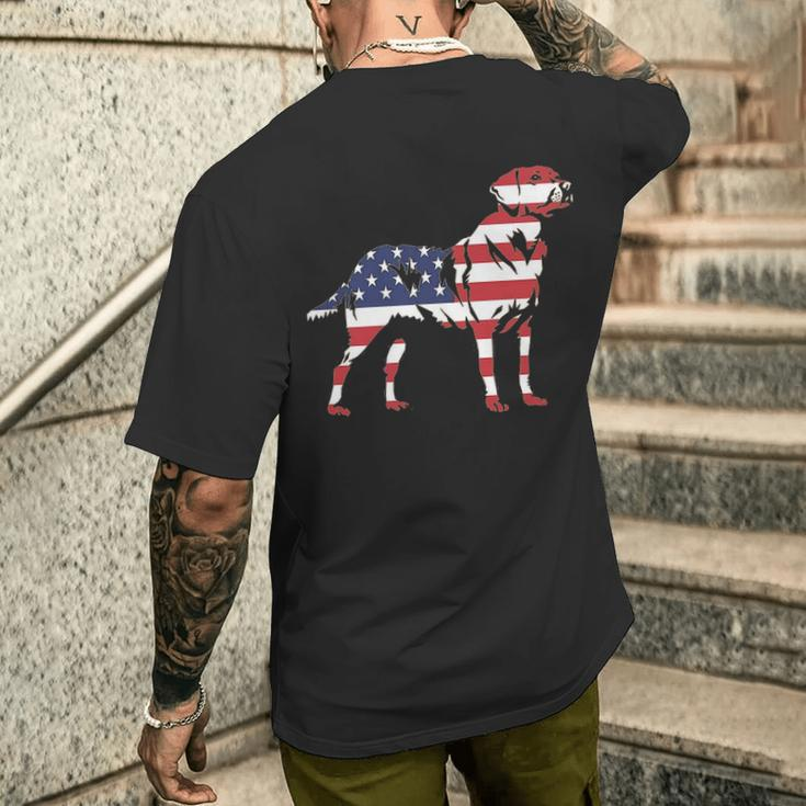 Patriotic Labrador Retriever Wearing Usa Flag 4Th July Men's T-shirt Back Print Gifts for Him