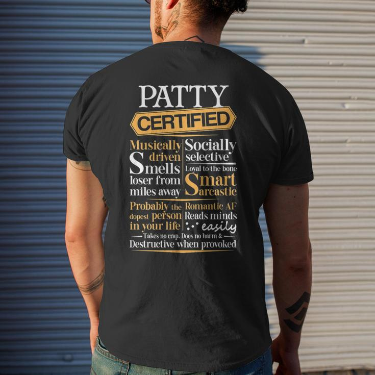 Patty Name Certified Patty Mens Back Print T-shirt Gifts for Him