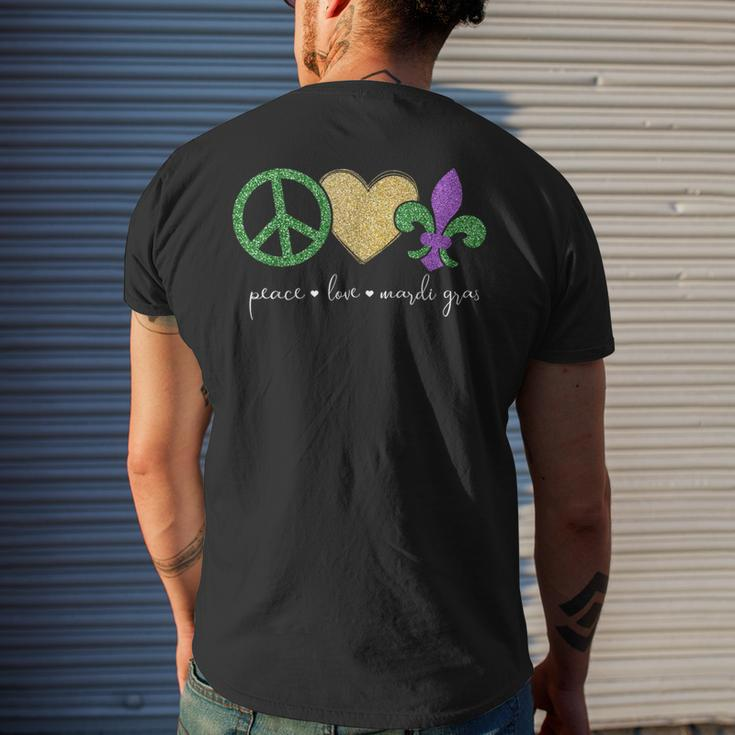 Peace Love Mardi Gras With Fleur De Lis In New Orleans Men's T-shirt Back Print Gifts for Him