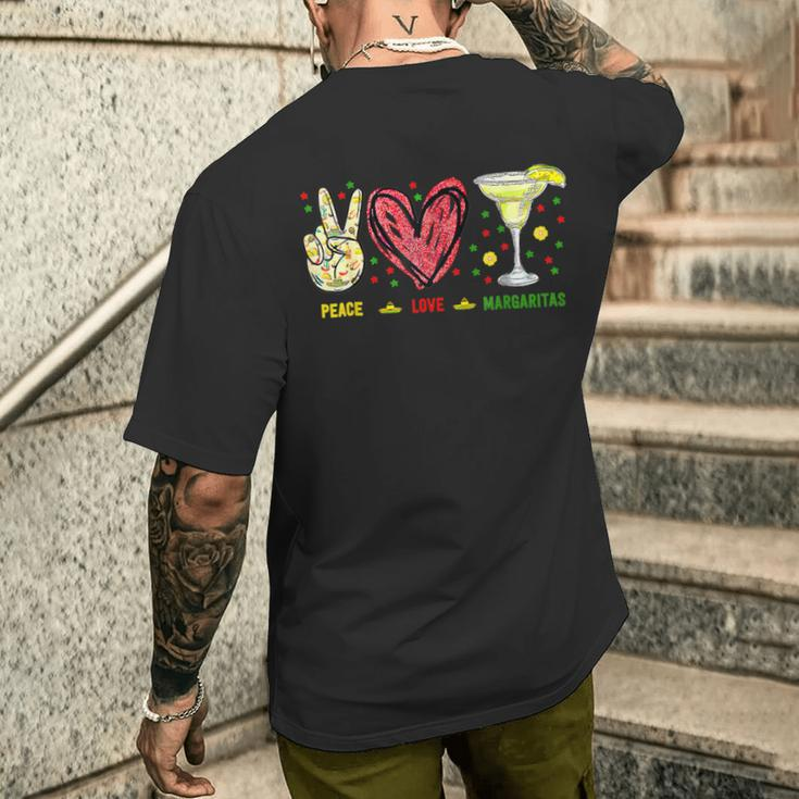 Peace Love Margarita Cinco De Mayo Drinking Party Men's T-shirt Back Print Gifts for Him