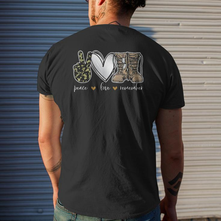 Peace Love Remember Combat Boots Usa Flag Veteran Day Sweater Mens Back Print T-shirt Gifts for Him