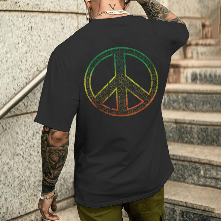 Peace Symbol Hippie Rasta Vintage T-Shirt mit Rückendruck Geschenke für Ihn