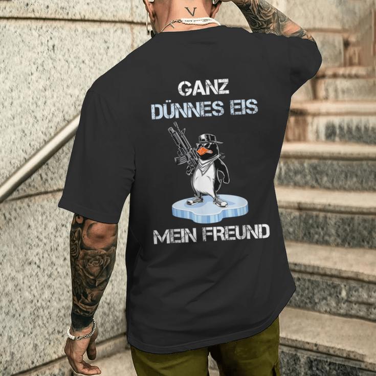 Penguin Ganz Thin Eis Mein Freund S T-Shirt mit Rückendruck Geschenke für Ihn