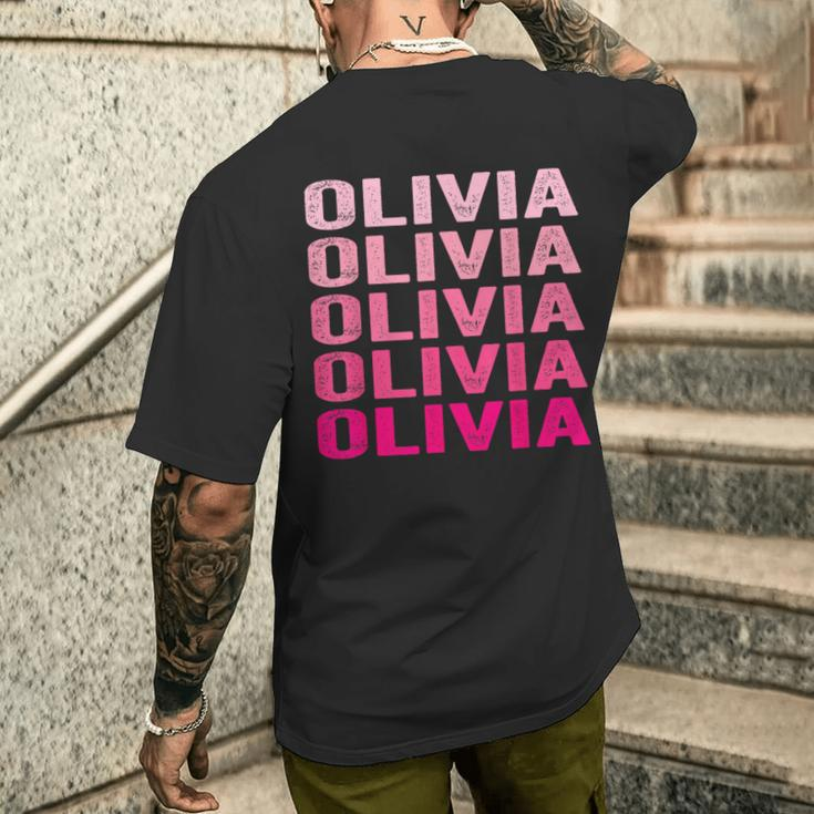 Personalized Name Olivia I Love Olivia Pink Vintage Men's T-shirt Back Print Funny Gifts