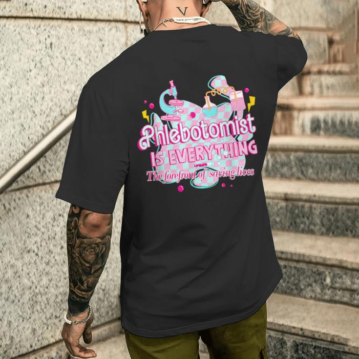Phlebotomist Is Everything Pink Retro Lab Week 2024 Med Tech Men's T-shirt Back Print Gifts for Him