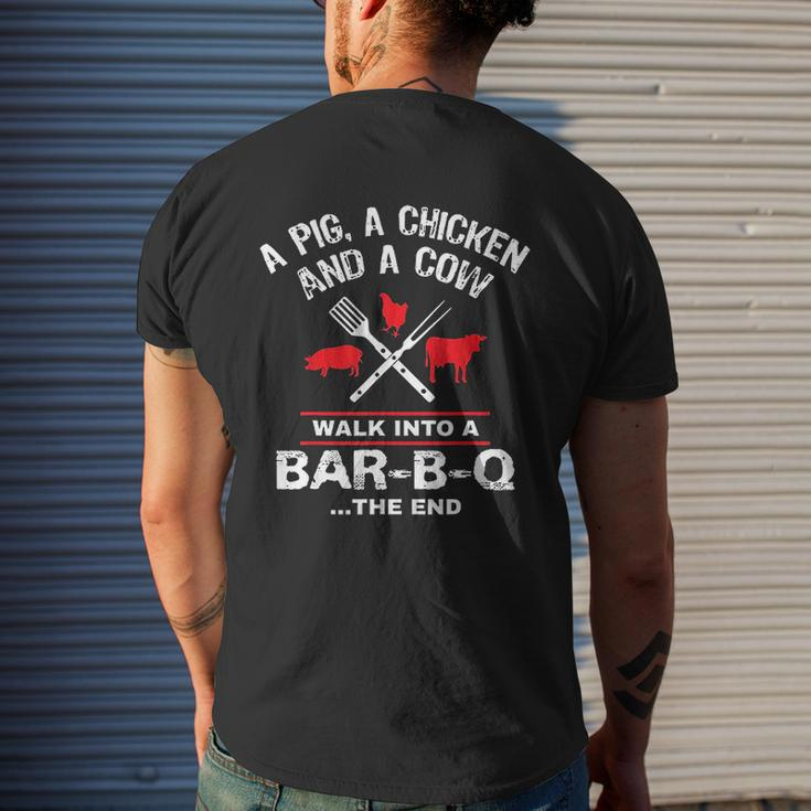 A Pig Chicken Cow Walk Into A Bar Bbq Grilling Mens Back Print T-shirt Gifts for Him