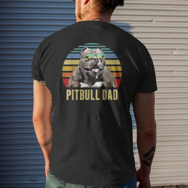 Pitbull Best Dog Dad Ever Retro Sunset Beach Vibe Mens Back Print T-shirt Gifts for Him