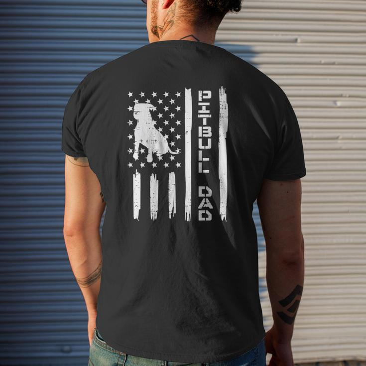 Pitbull Dad Flag Vintage Patriotic Dog Lover Owner Men Mens Back Print T-shirt Gifts for Him