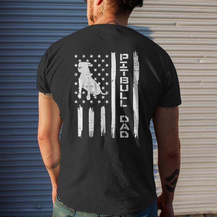 Pitbull Dad Flag Vintage Patriotic Dog Mens Back Print T-shirt Gifts for Him