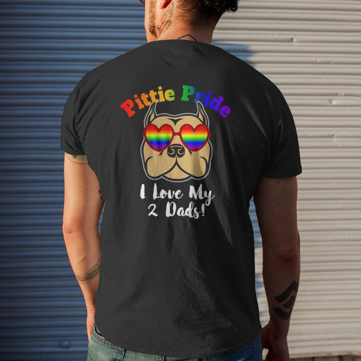 Pitbull Gay Pride I Love My 2 Dads Pittie Pride Lbgt Mens Back Print T-shirt Gifts for Him