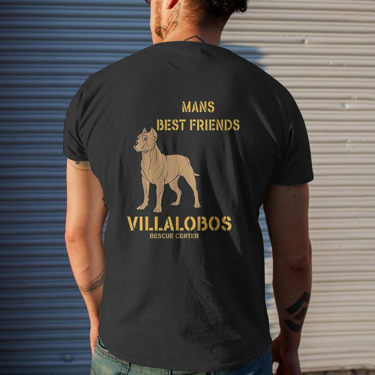 Pitbull Mans Best Friend Villalobos Rescue Center Mens Back Print T-shirt Gifts for Him