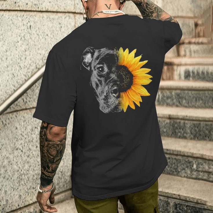 My Pitbull Is A Sunflower She's A Sunshine Hippie Sunflower Men's T-shirt Back Print Gifts for Him
