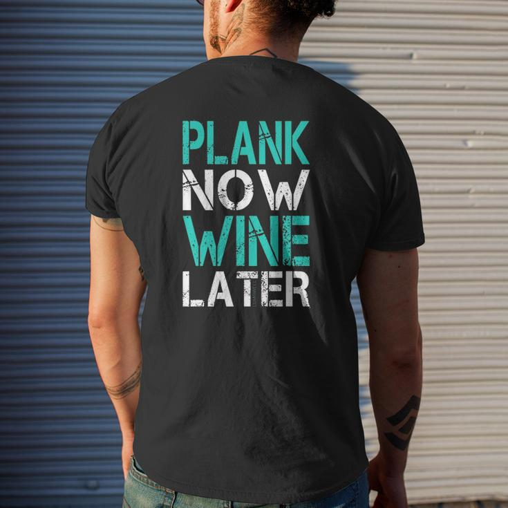 Plank Now Wine Later Fitness Gym Mens Back Print T-shirt Gifts for Him