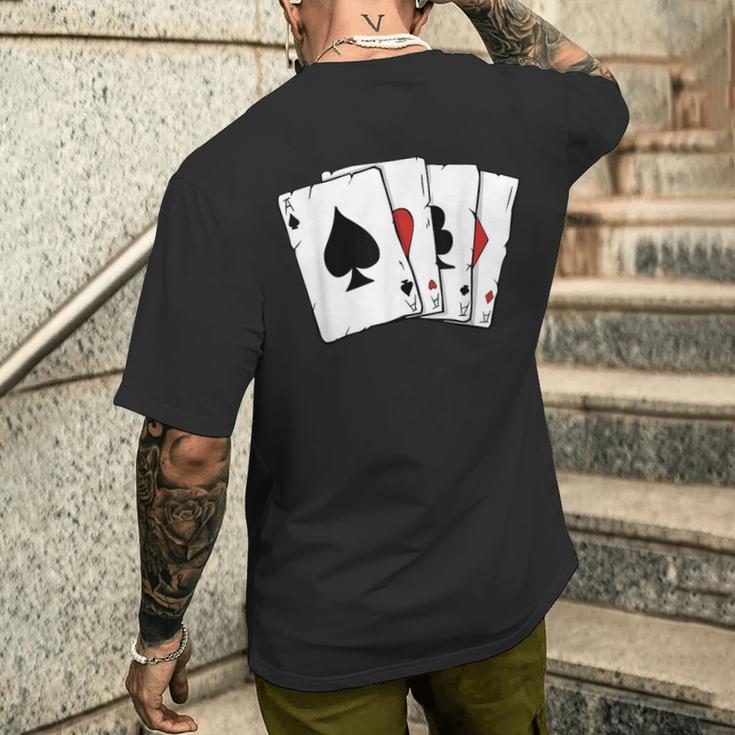 Poker Cards Four Aces Poker Lovers Men's T-shirt Back Print Funny Gifts