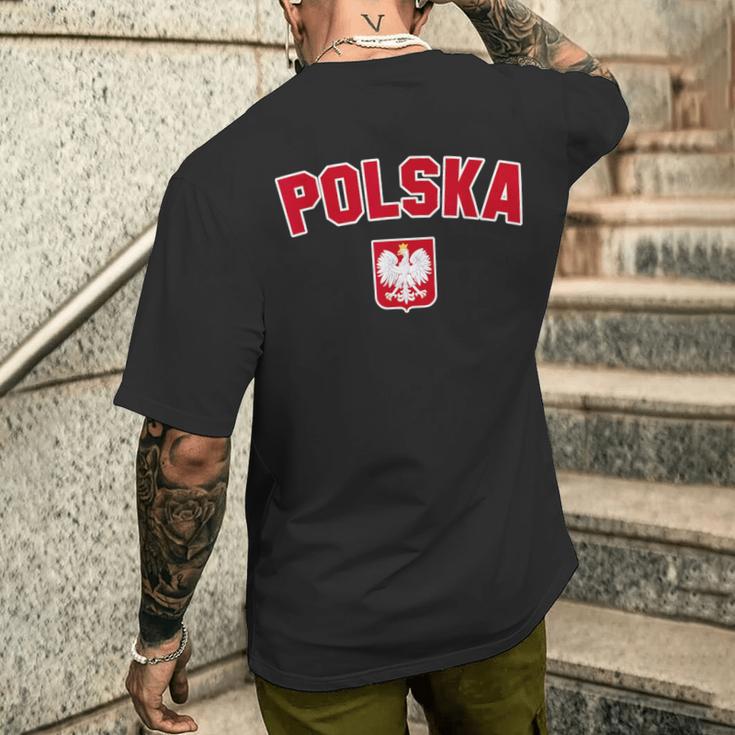 Polen Polska Flagge Adler Damen Herren Kinder Polska T-Shirt mit Rückendruck Geschenke für Ihn