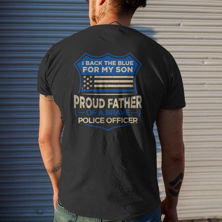 Police Officer I Back The Blue For My Son Proud Father Mens Back Print T-shirt Gifts for Him