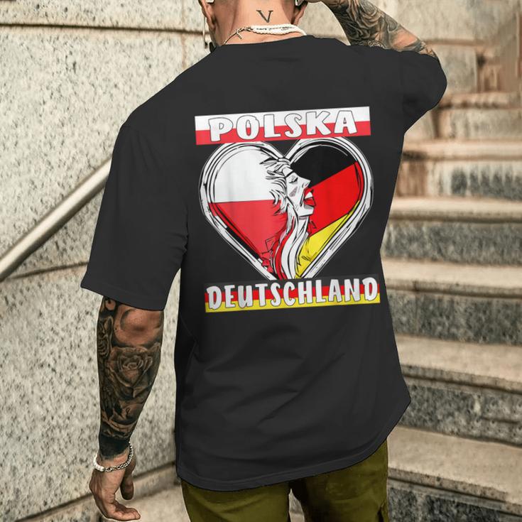 Polska Deutschland Herz Deutsch Polen T-Shirt mit Rückendruck Geschenke für Ihn