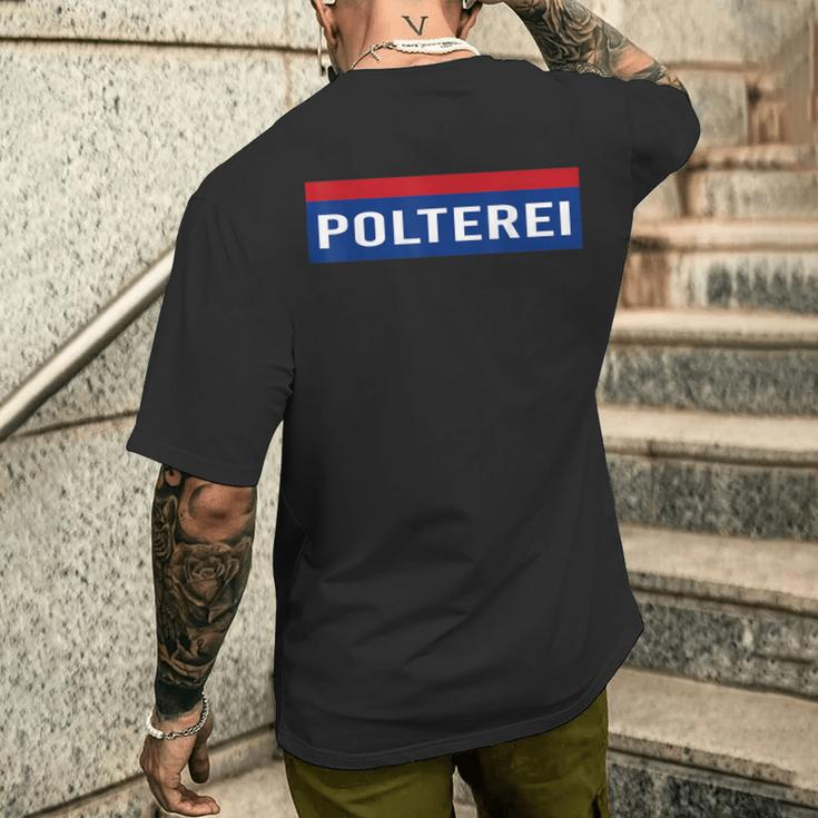 Polterei Stag Night Fun Police Black T-Shirt mit Rückendruck Geschenke für Ihn