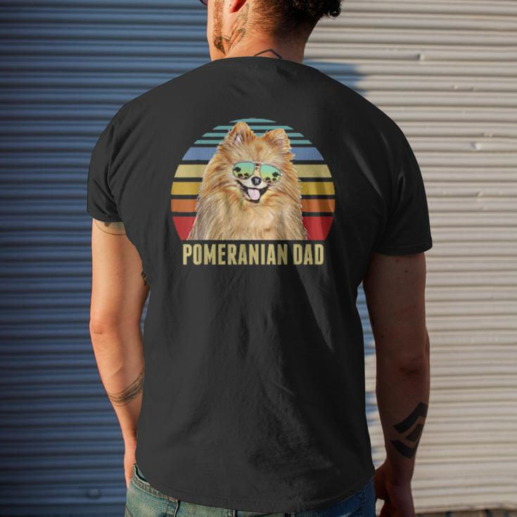 Pomeranian Best Dog Dad Ever Retro Sunset Beach Vibe Mens Back Print T-shirt Gifts for Him