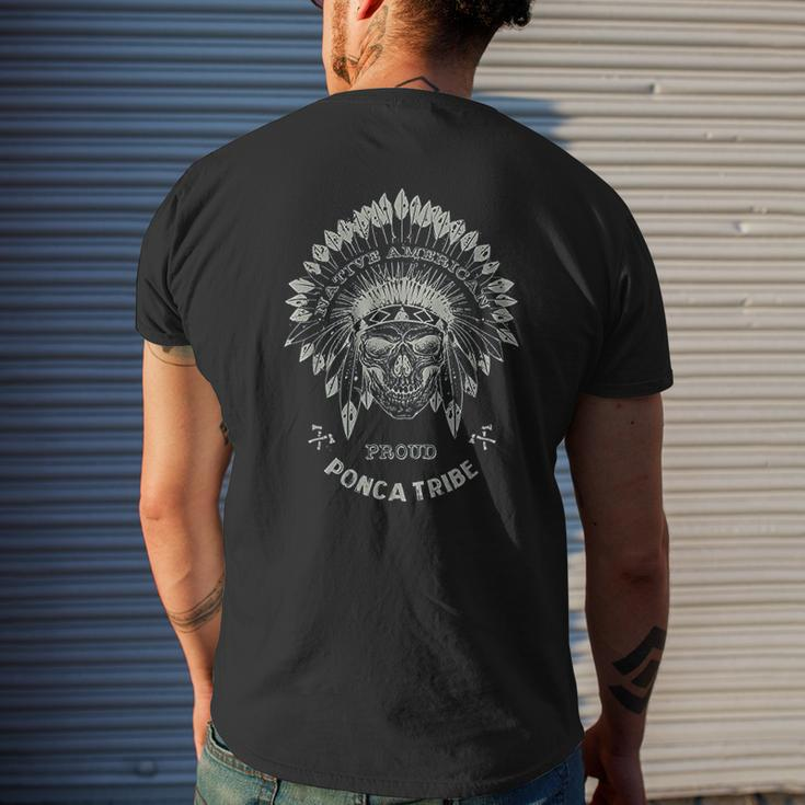 Ponca Tribe Native American Indian Respect Skull Mens Back Print T-shirt Gifts for Him