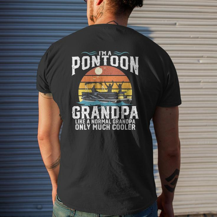 Pontoon Grandpa Captain Retro Boating Father's Day Mens Back Print T-shirt Gifts for Him