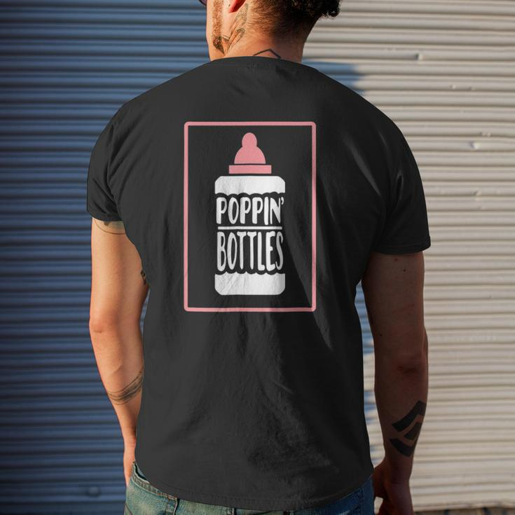 Poppin Bottles First Time New Dad Baby Announcement Tee Mens Back Print T-shirt Gifts for Him