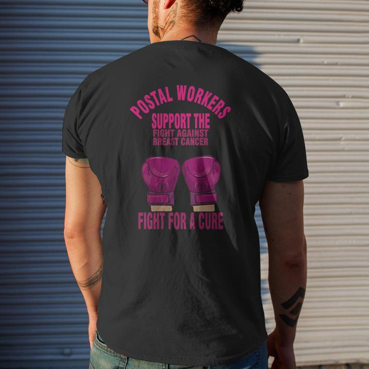 Postal Worker Support The Fight Against Breast Can T-Shirt Mens Back Print T-shirt Gifts for Him
