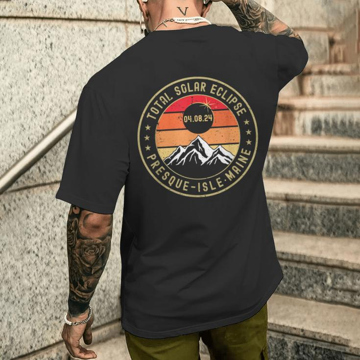 Presque Isle Maine Total Solar Eclipse 2024 Retro Vintage Men's T-shirt Back Print Gifts for Him