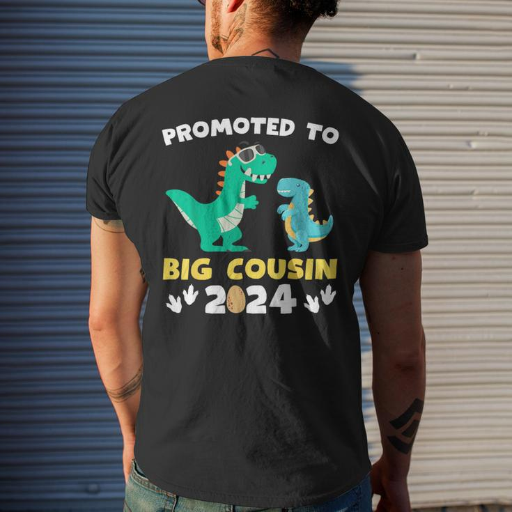 Promoted To Big Cousin 2024 Dinosaur T-Rex Pregnancy Reveal Men's T-shirt Back Print Gifts for Him