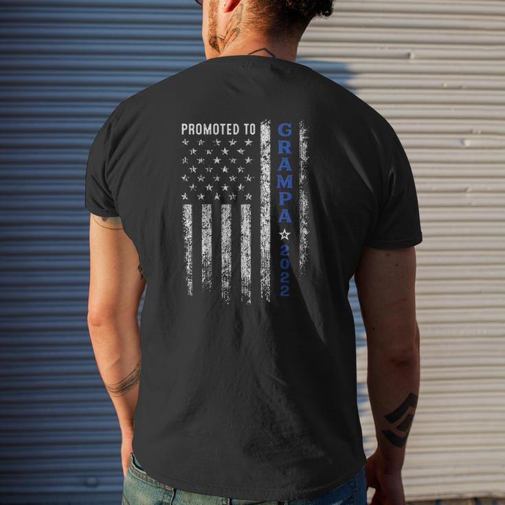 Promoted To Grampa Est 2022 Thin Blue Line American Grandpa Mens Back Print T-shirt Gifts for Him