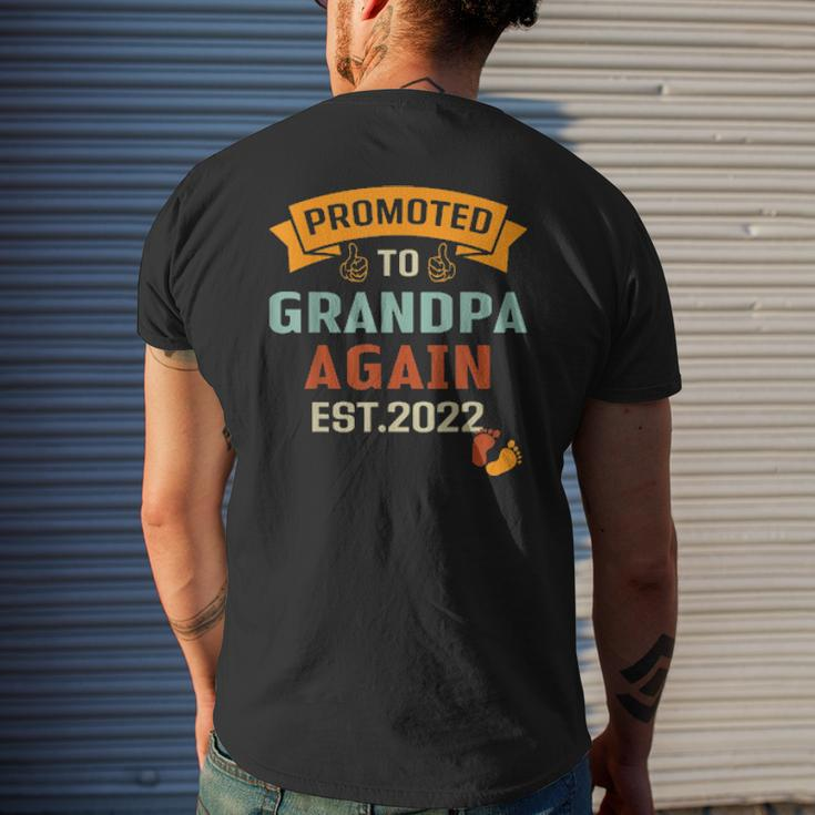 Promoted To Grandpa Again Est 2022 Vintage Mens Back Print T-shirt Gifts for Him