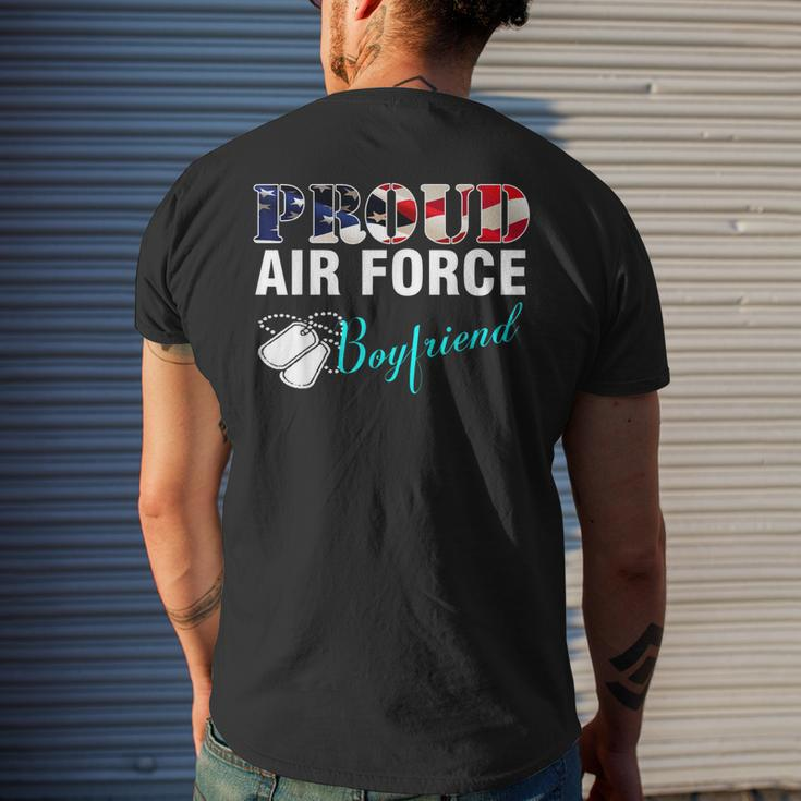Proud Air Force Boyfriend With American Flag Veteran Mens Back Print T-shirt Gifts for Him