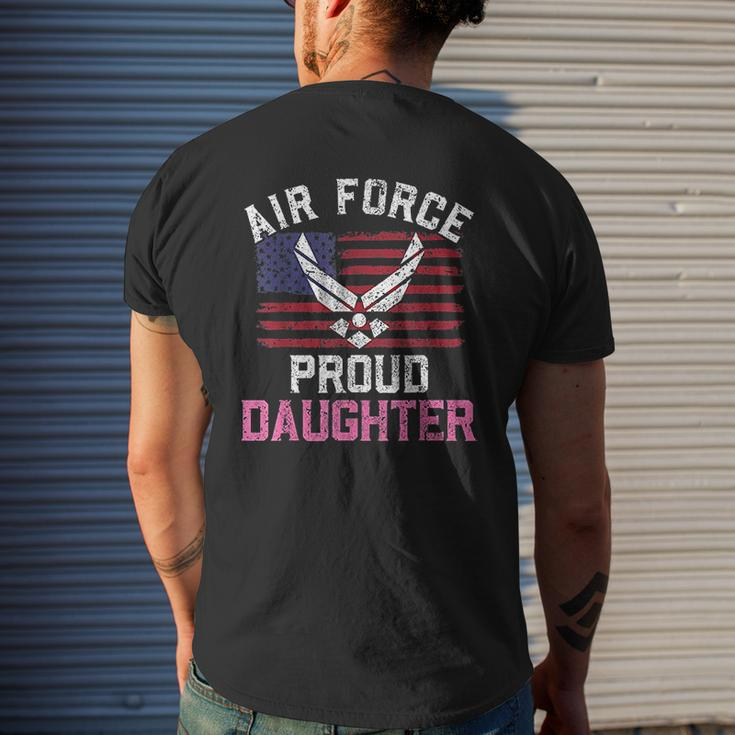 Proud Air Force Daughter American Flag Veteran Mens Back Print T-shirt Gifts for Him