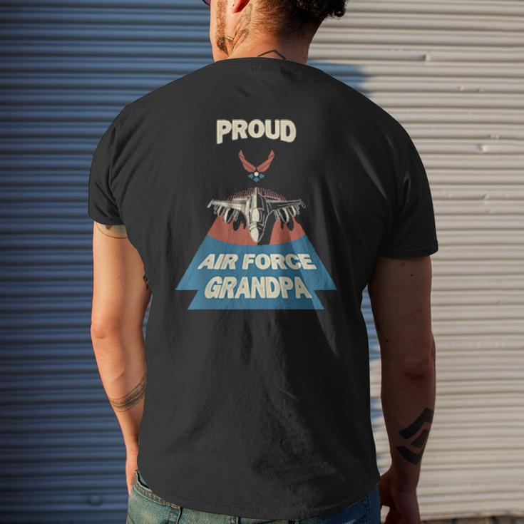 Proud Air Force Grandpa Vintage Military Family Veterans Mens Back Print T-shirt Gifts for Him