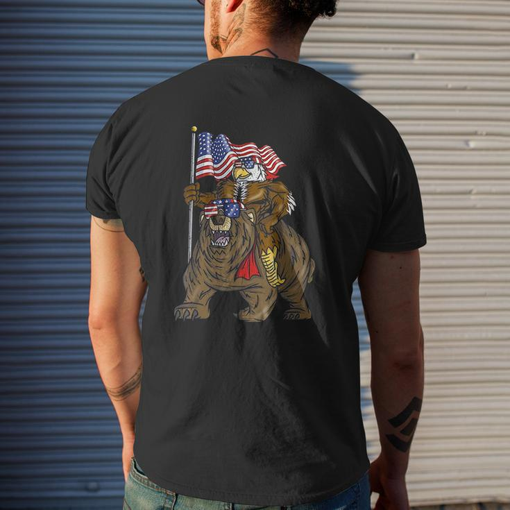 Proud American Bald Eagle Bear 4Th July Flag Christmas Mens Back Print T-shirt Gifts for Him