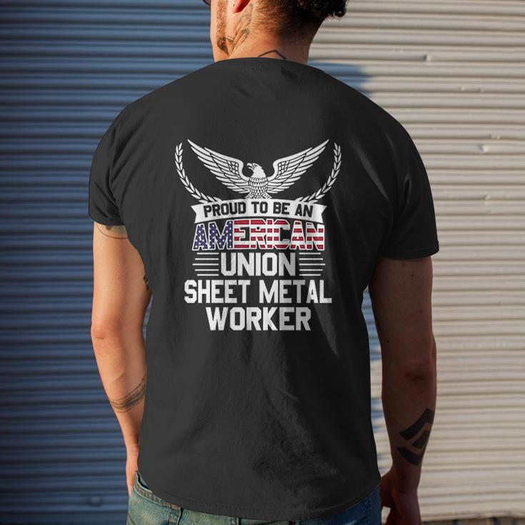 Proud American Union Sheet Metal Worker Mens Back Print T-shirt Gifts for Him