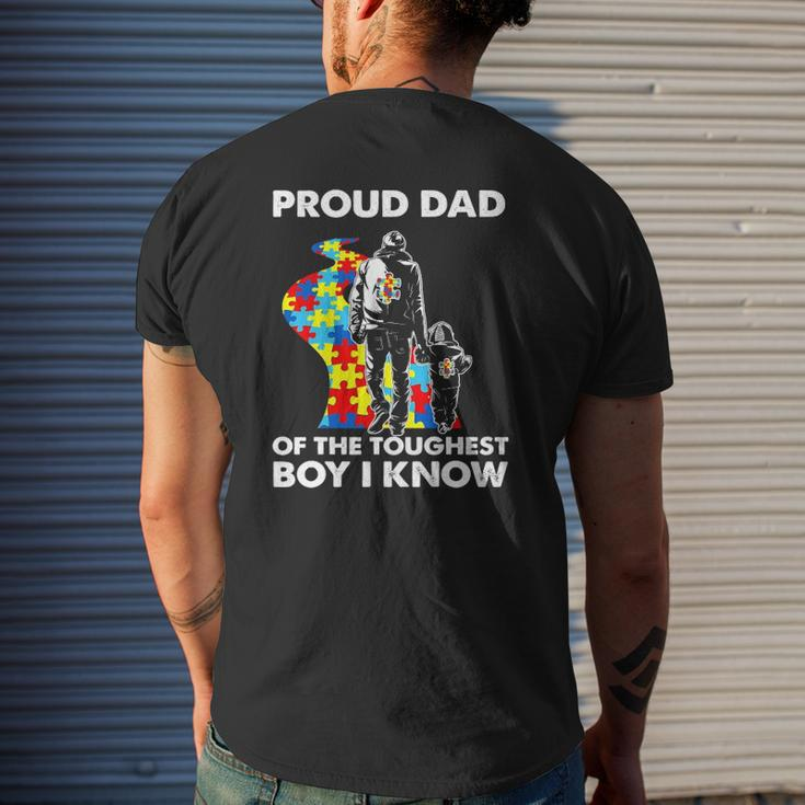 Proud Autism Dad Father And Son Autism Awareness Mens Back Print T-shirt Gifts for Him
