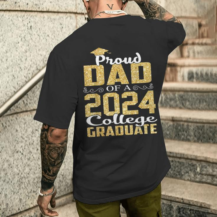 Proud Dad Of 2024 Graduate College Graduation Men's T-shirt Back Print Gifts for Him