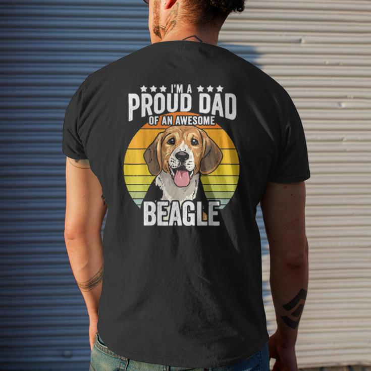 Proud Dad Beagle Dog Pet Love Retro Vintage Sunset Mens Back Print T-shirt Gifts for Him