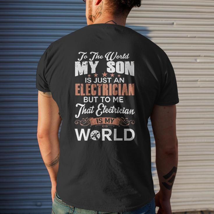 Proud Dad Of An Electrician Son Mens Back Print T-shirt Gifts for Him