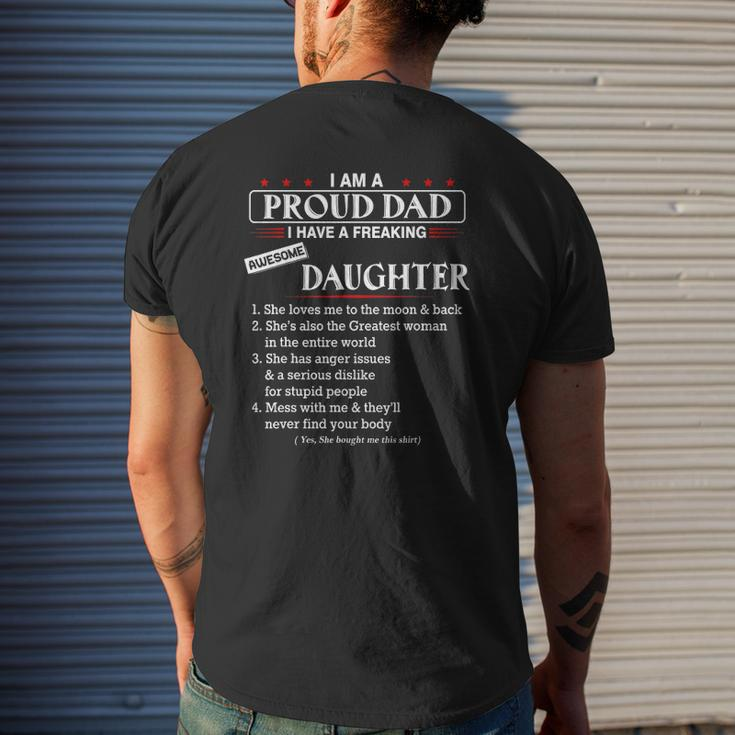 I Am A Proud Dad I Have A Freaking Awesome Daughter Mens Back Print T-shirt Gifts for Him